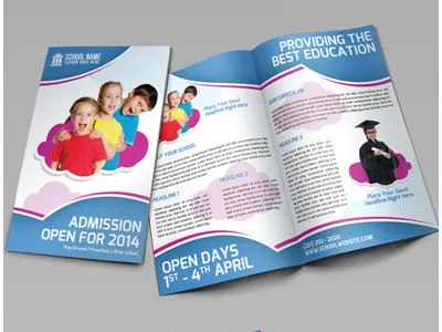 School Promotion Bi Fold Brochure Vol 1 ad bi fold bi fold bi fold brochure bifold education brochure graphic river school school branding school promotion school promotion brochure template