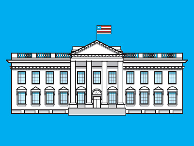 The White House (colored) american architecture colors colour illustration outline the white house usa