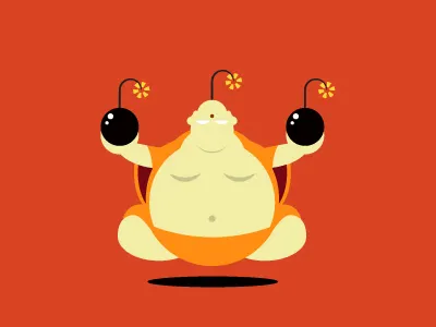 The Buddha Bomber bald belly bomb buddha character explosion fat orange rub terrorist
