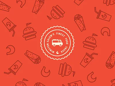 Camel City Grill Pattern badge branding design fire flame food hamburger pattern soda truck wrap