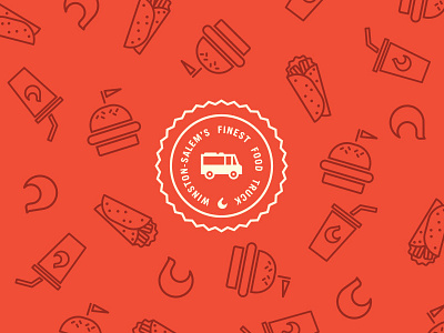 Camel City Grill Pattern badge branding design fire flame food hamburger pattern soda truck wrap