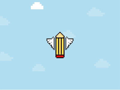 Flappy Pencil clouds flappy flying gif pencil pixel art pixels sky