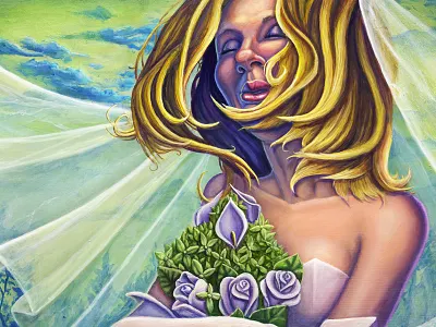 Summer Bride acrylic bride canvas illustration painting portrait summer