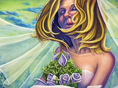 Summer Bride acrylic bride canvas illustration painting portrait summer