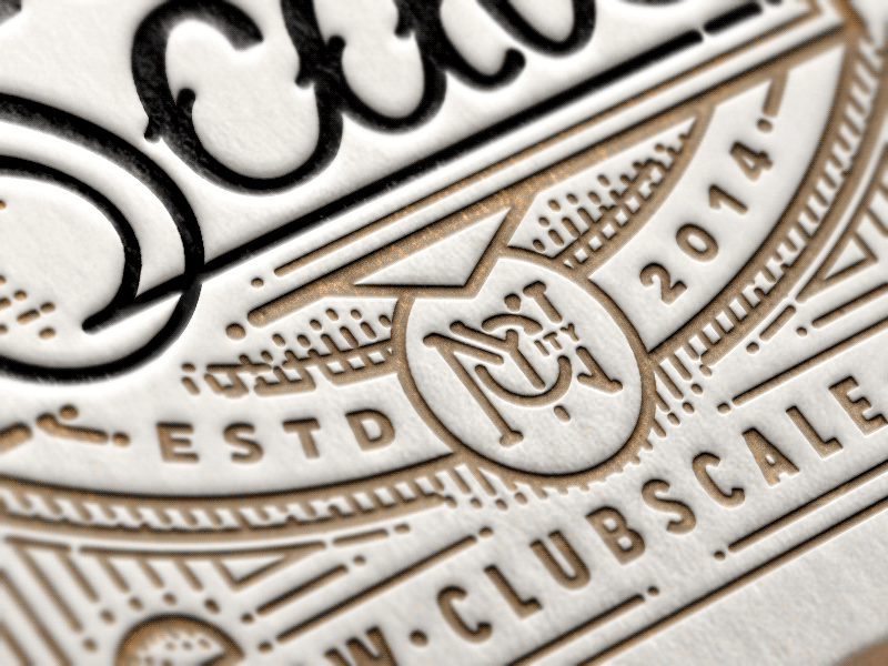 Mock Gif card custom script hottest letter press logo new york nightclub