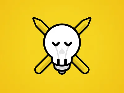 Death of a designer creative block death idea illustration lightbulb pencil skull yellow