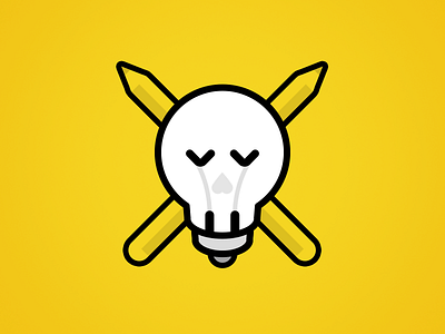 Death of a designer creative block death idea illustration lightbulb pencil skull yellow