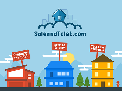 Sale And Tolet colorful colors flat illustration graphic design home landing page property sale sky sun tolet