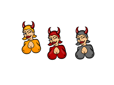 Devil Girls girl grey illustration red sexy vector yellow