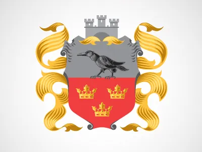 Galicia castle coat of arms crown galicia illustration raven ukraine