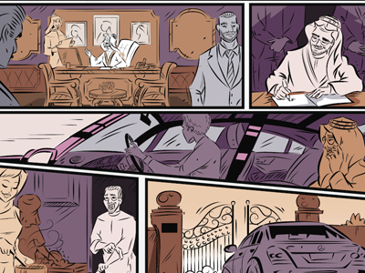Comic Page arab arabia business comic illustration man mercedes middle east royal saudi woman zain