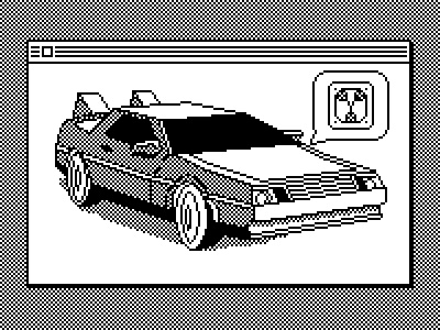 Try Flux delorean illustration macintosh os pixel art try flux