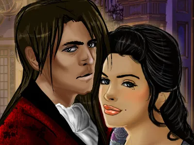 Historical Couple colorful comic couple illustration man photoshop purples reds victorian wacom woman