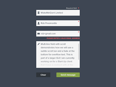 Form GUI clear email error fields flat form gui required send sign up ui validation