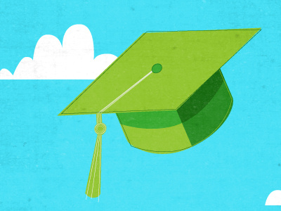 Graduation blue cap cloud graduation green illustration