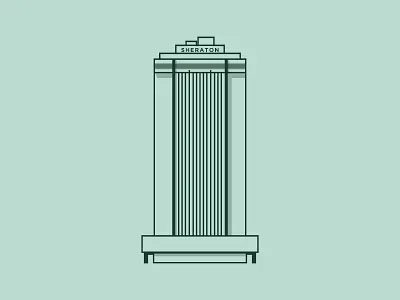 Sheraton b billings building green illustration line art montana simple skyline