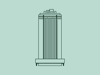 Sheraton b billings building green illustration line art montana simple skyline