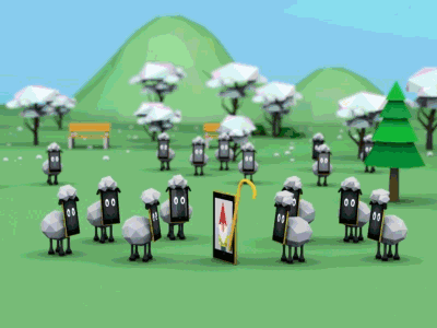 Low Poly Sheep and Shepard c4d cinema 4d low poly sheep shepard spring