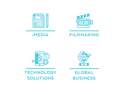 Icons business filmmaking global icon imedia line media solution technology work