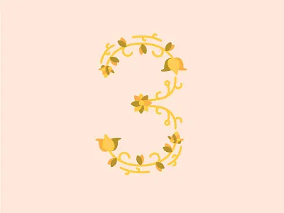 3 Years Old anniversary flowers line numbers three type