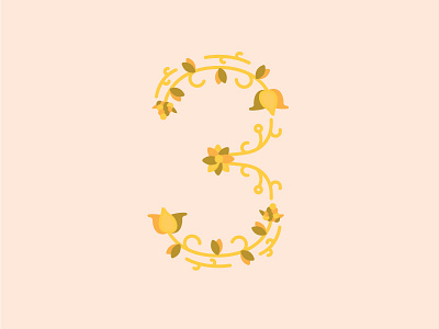 3 Years Old anniversary flowers line numbers three type