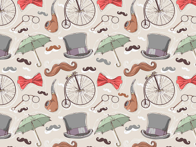 Retro Seamless Patern fabric hipster illustration mustache pattern retro seamless texture vector vintage