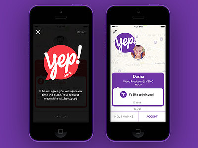 Yep! Send and getting yeps app flat ios minimalistic simple social ui ux