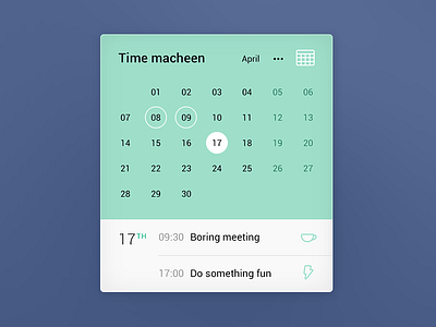 Calendar UI component calendar component free kit psd template ui