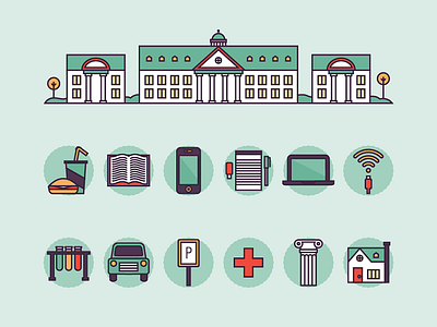 College Icons campus college design expenses icon icons illustration infographic mint money stroke university