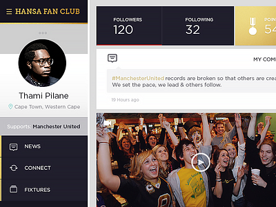 Hansa FC User Dash app dashboard navigation profile ui