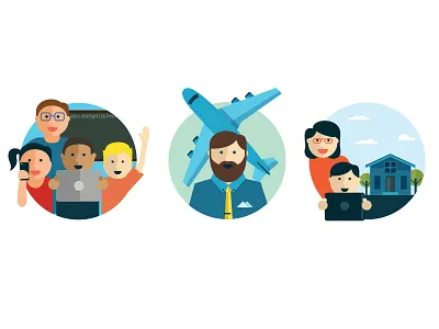 Illustration Study 1 city flat icons illustration people technology travel