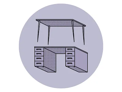 Desks on desks on desks illustration