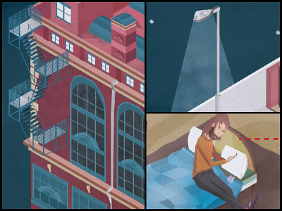 NQ Dreams Serie-1 building colour design geometric illustration isometric love phone reflection