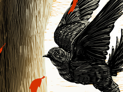 Harvest Wip 2 bird country falling heart of gold leaves tree