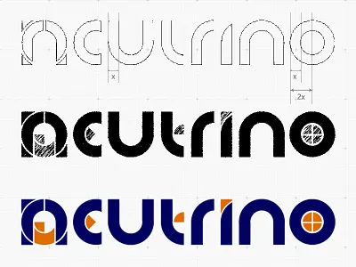 Neutrino Logo brand dual color flat geometry identity lettering logo logotype minimal script sketch wordmark