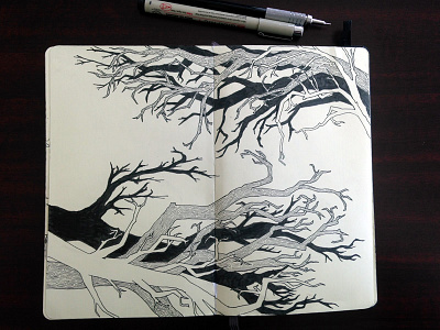 Trees - Morning Sketch illustration pen and ink sketch sketchbook trees