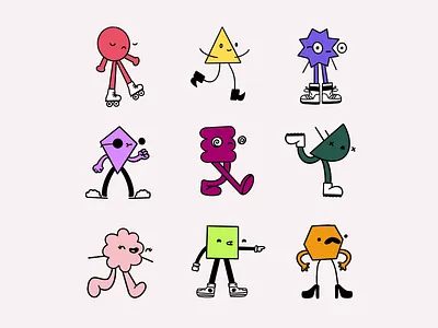 My lil shapey dudes I forgot about. cartoon character illustration mascot shapes