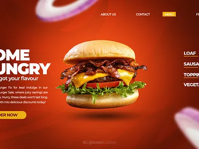 PIZZA HUT BURGER WEB LANDING PAGE branding burger graphic design hero landing page logo photoshop typography ui web