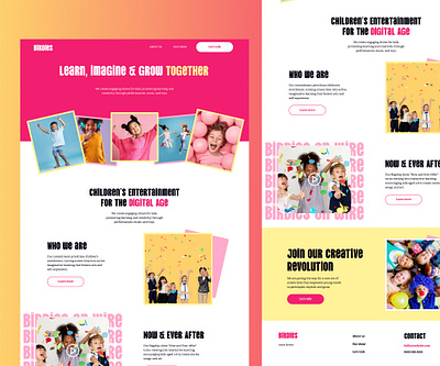 Playful Children's Brand Landing Page creative landing page ui web design website design