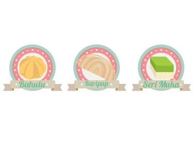 Bahulu, Karipap and Seri Muka art design food graphic illustration kuih malaysia traditional