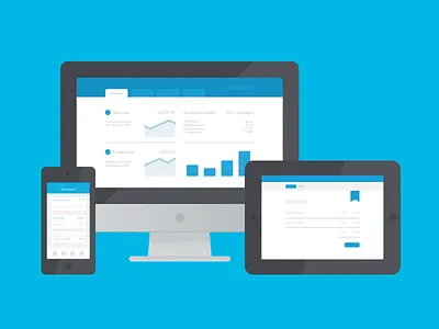 Device montage accounting business flat illustration imac ipad iphone mac mobile smart phone software tablet