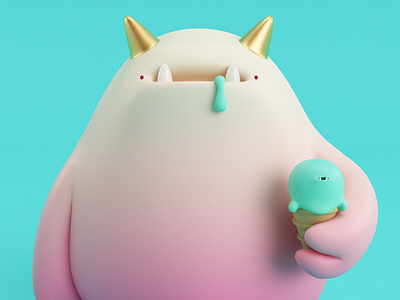 MONSTER!!! arttoy c4d gradient horn ice cream vray