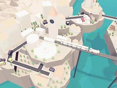 Low Poly Town 3d animated city cars cinema 4d city locomotive low poly low poly tree motion design town town animation