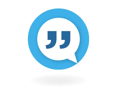 Quotation 'mark' blue logo mark quotation quote talk bubble thought bubble