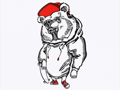 Bear bear cap character design extreme graphic hardy illustration longboard rider smock