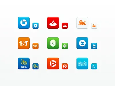 Little & Large banks glyphs icons logos