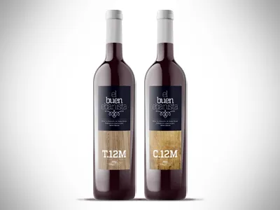 El buen ebanista. T.12M & C.12M bottle branding logo restaurant typo vector wine