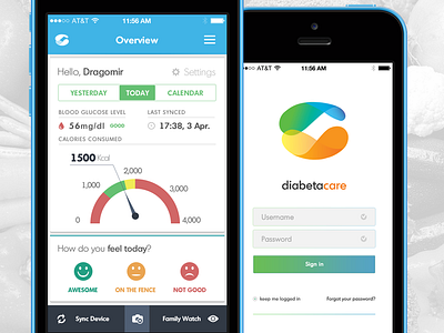 Diabetacare - Management App app application dashboard design interactive interface ios iphone meter mobile ui ux