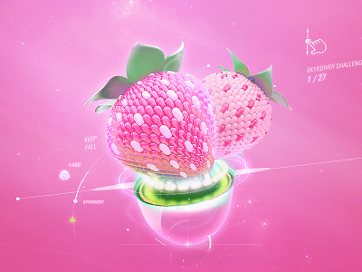 Tic Tac Strawberry flat game grid gyroscope hud infinite layout minimal parallax pink scroll space