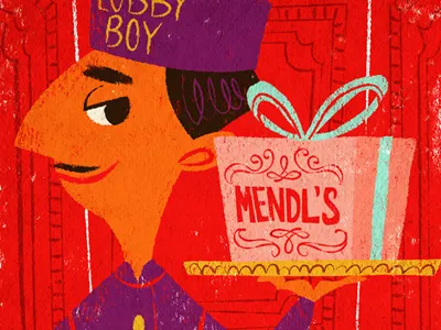 The Lobby Boy cartoon digital art fan art illustration midcentury modern the grand budapest hotel vector wes anderson